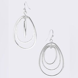 Teardrop textured multi metal hoop drop earrings
(New)